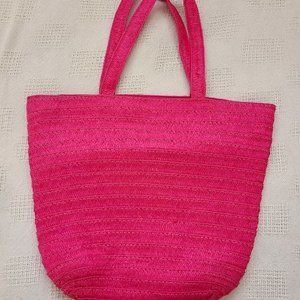 Bright Pink Straw Tote